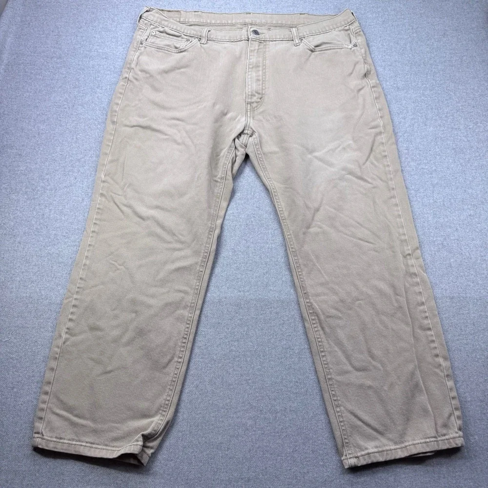 Levi's 541 Jeans Mens 40x27.5 Actual Khaki Tan Athletic Taper‎ Denim Distressed